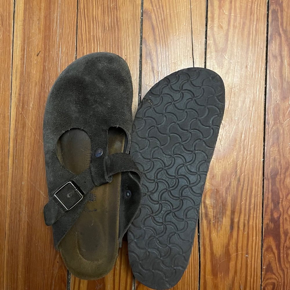 Dark brown Birkenstock clogs